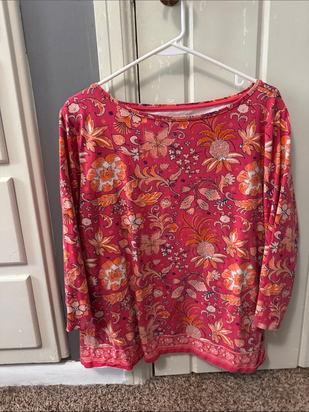 Talbots Pink Floral Long Sleeve Top